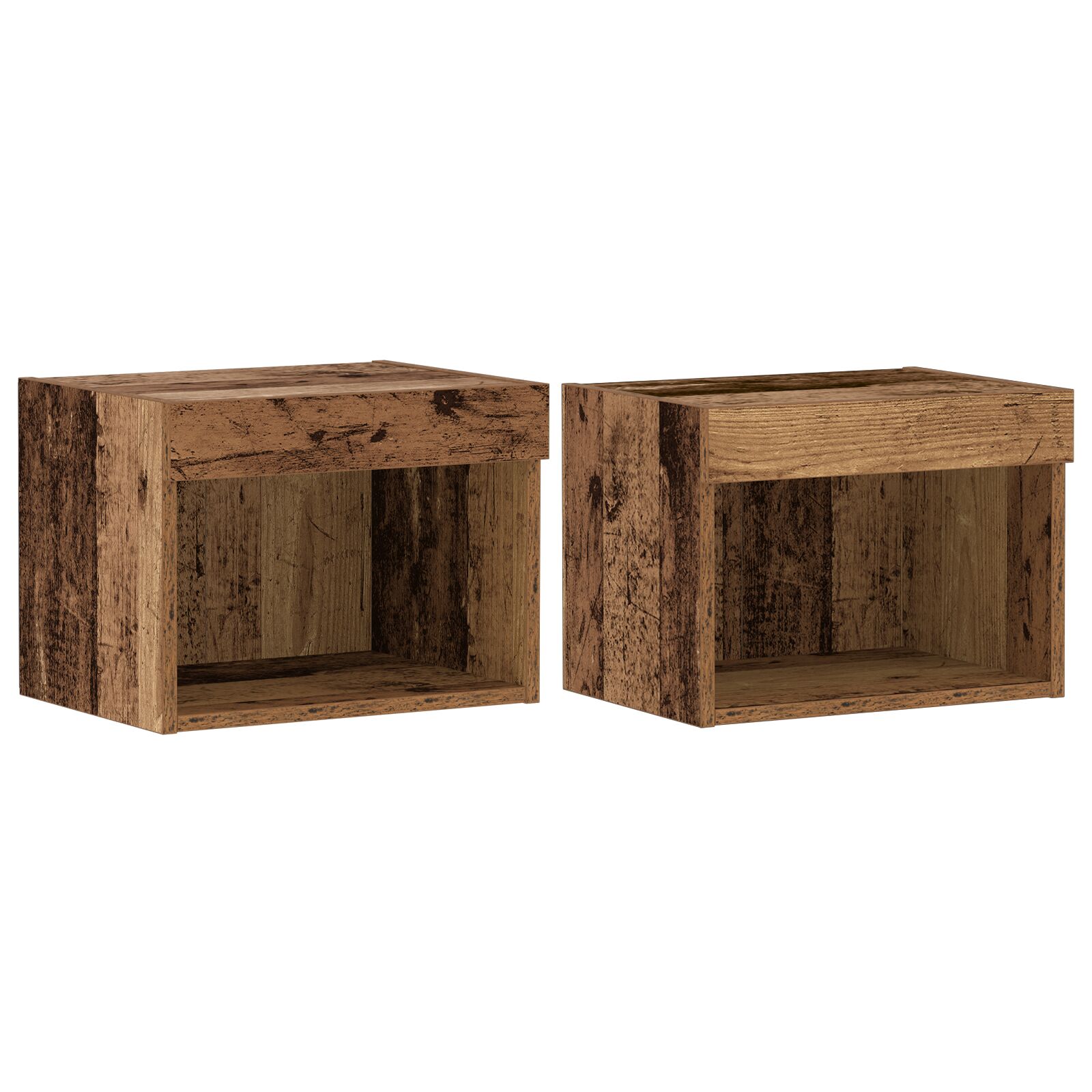 Gabinetes de Pared vidaXL con Luces LED 2 pcs Madera Vieja 40x30x30 cm