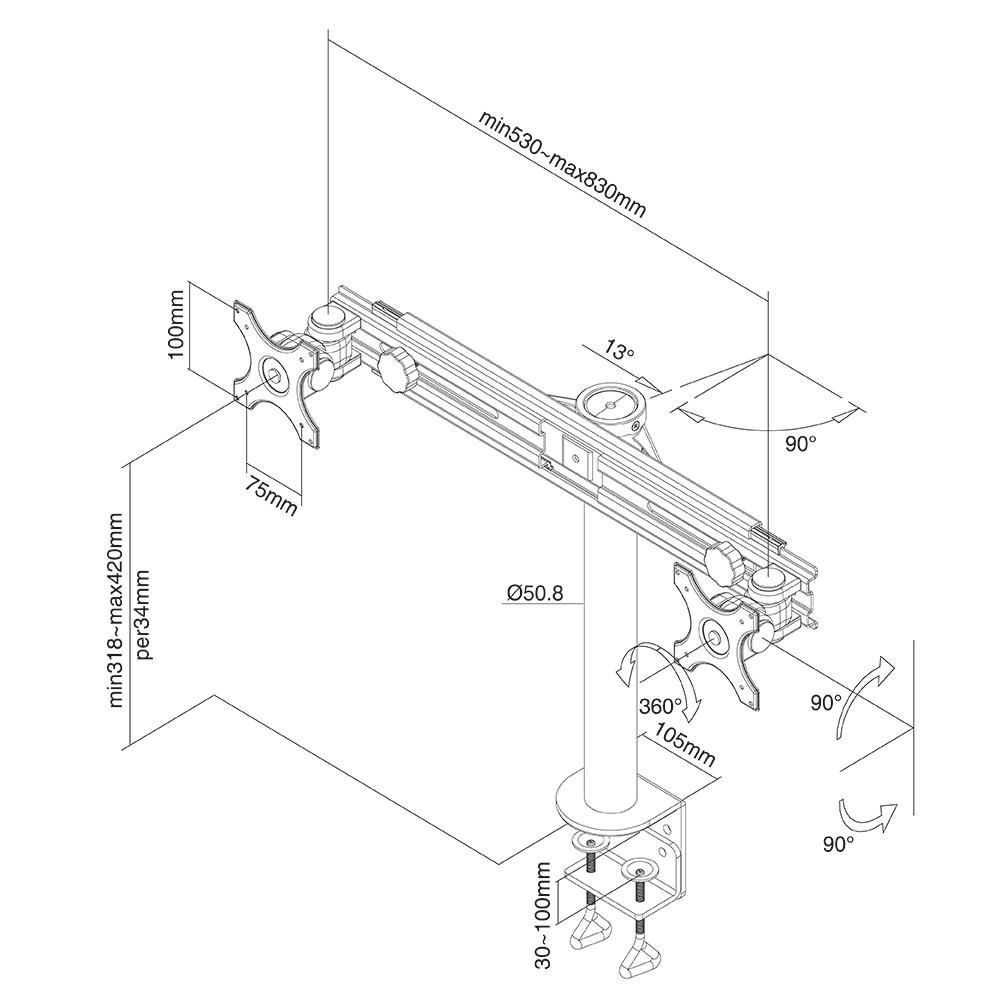 Neomounts Newstar FPMA-D700D Brazo para Dos Monitores