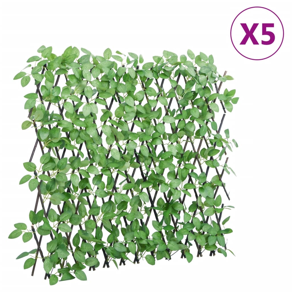 vidaXL Enrejado expansible hiedra artificial verde 5 uds 180x65 cm