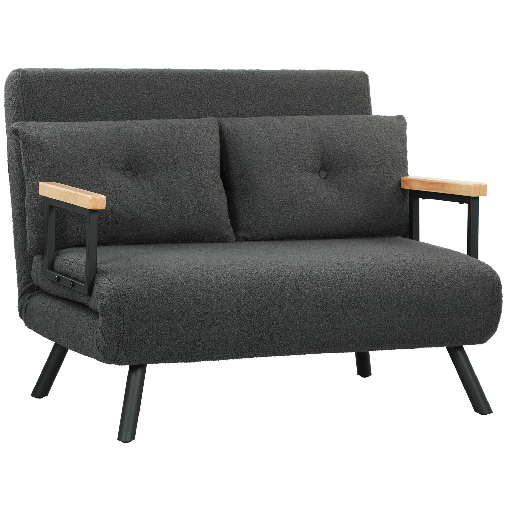 HOMCOM Sofá Cama de 2 Plazas Sofá Cama Plegable Tapizado en Terciopelo con Respaldo Ajustable de 5 Niveles y Almohadas Acolchadas para Oficina Dormitorio Salón 102x73x81 cm