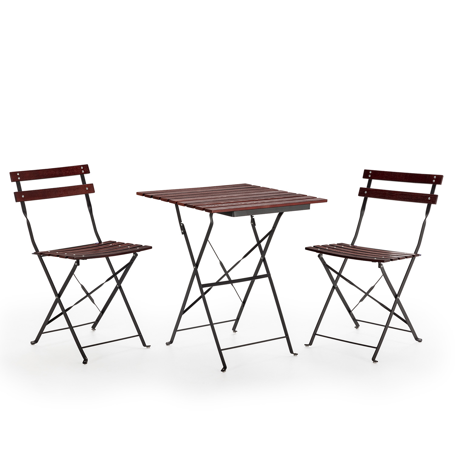 VS Venta-Stock Conjunto Muebles de Jardín Agata 3 Piezas Negro, Mesa y 2 sillas