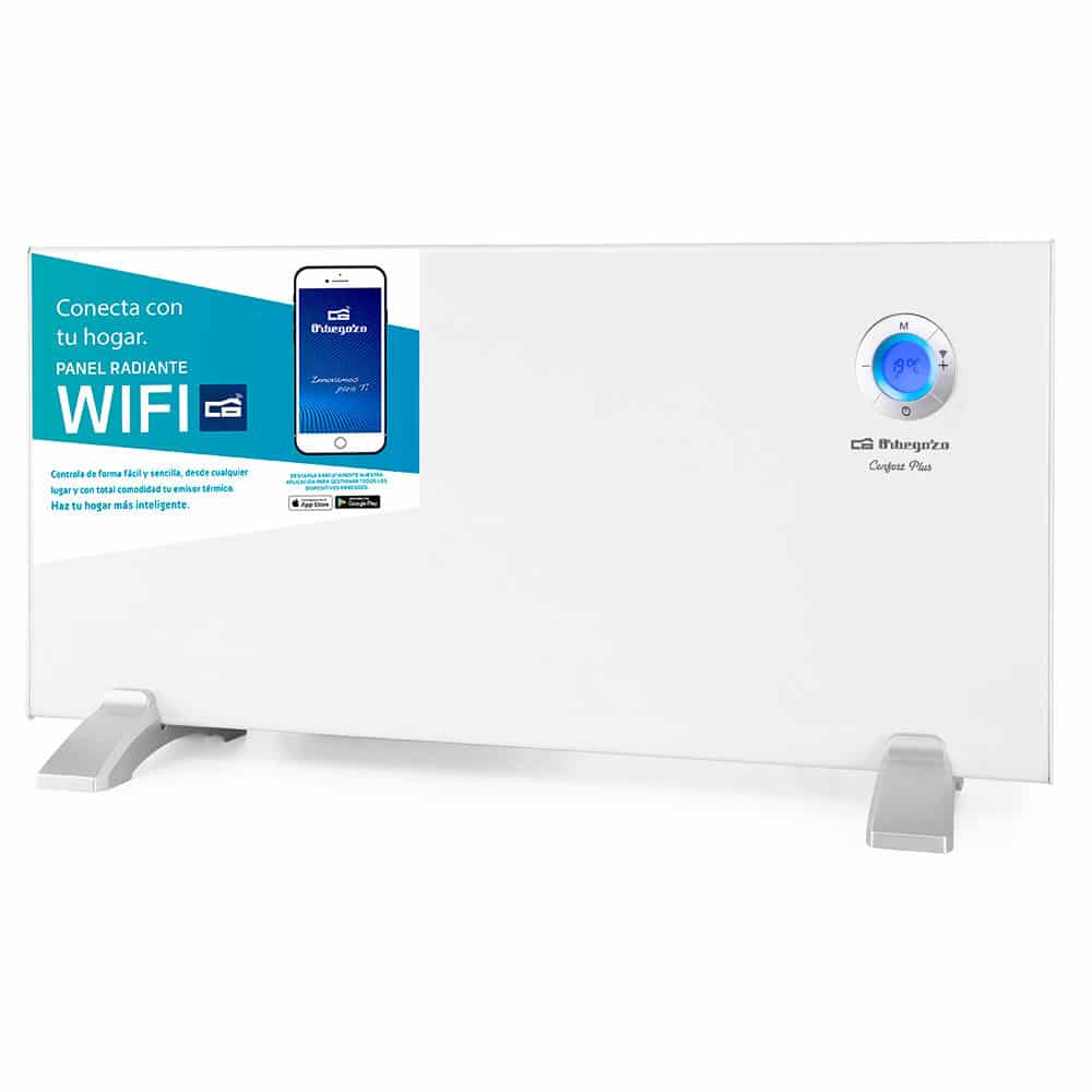Orbegozo REW 1500 A - panel radiante WIFI, resistencia de aluminio, protección IP 24, mando a distancia, 3 modos de funcionamiento, control táctil, 1500 W
