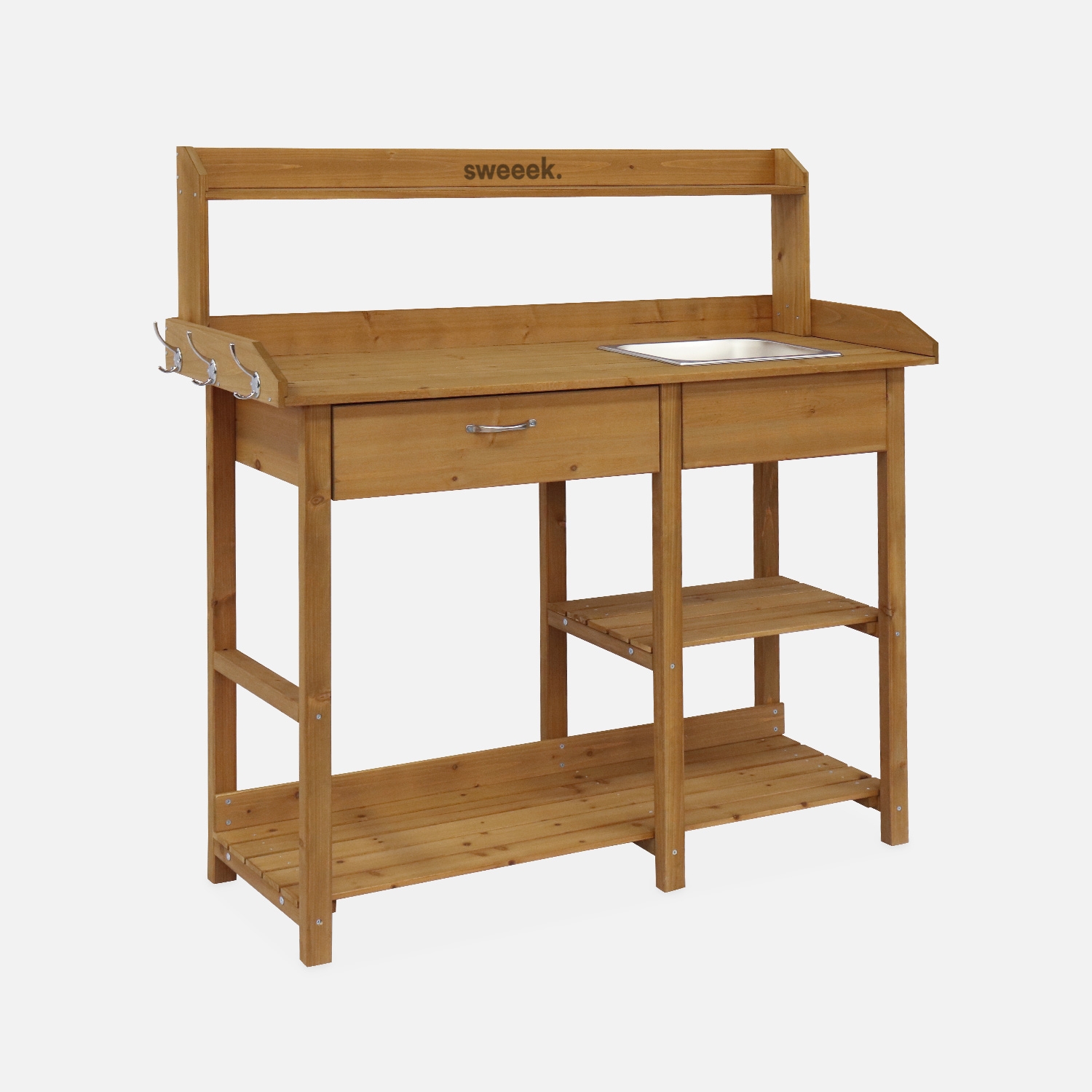 sweeek - Mesa de madera para macetas , Capucine , 117x45x121