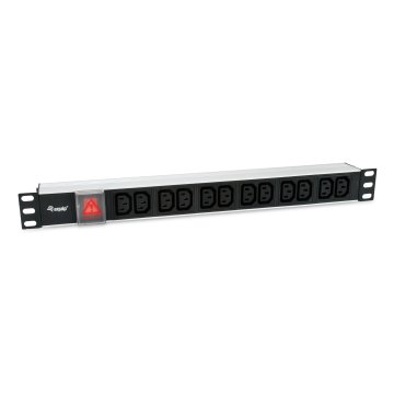Regleta alimentacion aluminio rack 19" 1u 12 tomas iec c13 con interruptor cable 1.8m