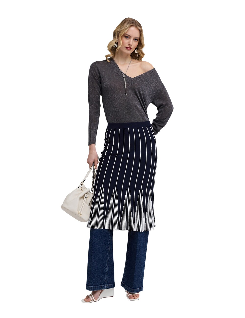 Motivi - Jersey escote en pico en hilo lurex