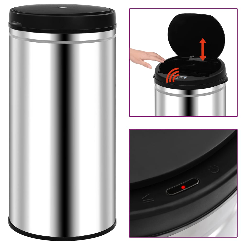 vidaXL Cubo de Basura con Sensor Automático 70 L Acero Inoxidable Papelera Color Plateado,  Negro, y mas