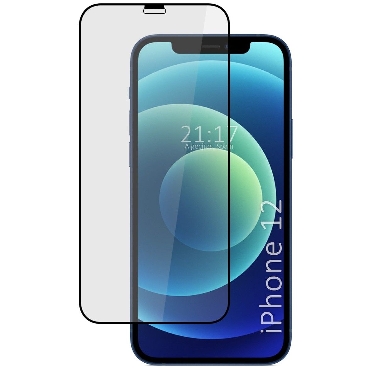 Tumundosmartphone Protector Cristal Templado Completo 5D Full Glue Negro para Iphone 12 / 12 Pro (6.1) Vidrio