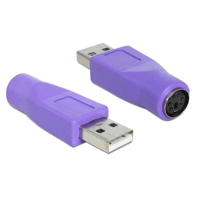 CABLEPELADO Adaptador PS2 a USB para Teclado, Convertidor y Transformador, Hembra a Macho, Morado