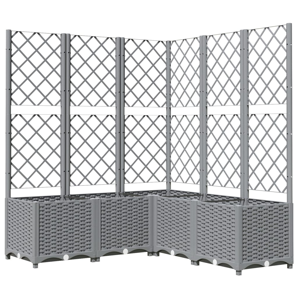 vidaXL Jardinera con enrejado PP 120x120x136 cm Color Gris oscuro,  Marrón,  Negro y mas