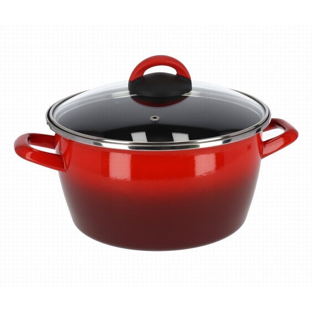 Gerimport Olla Rosso Magefesa Antiadherente con Tapa de Vidrio 24 Cm