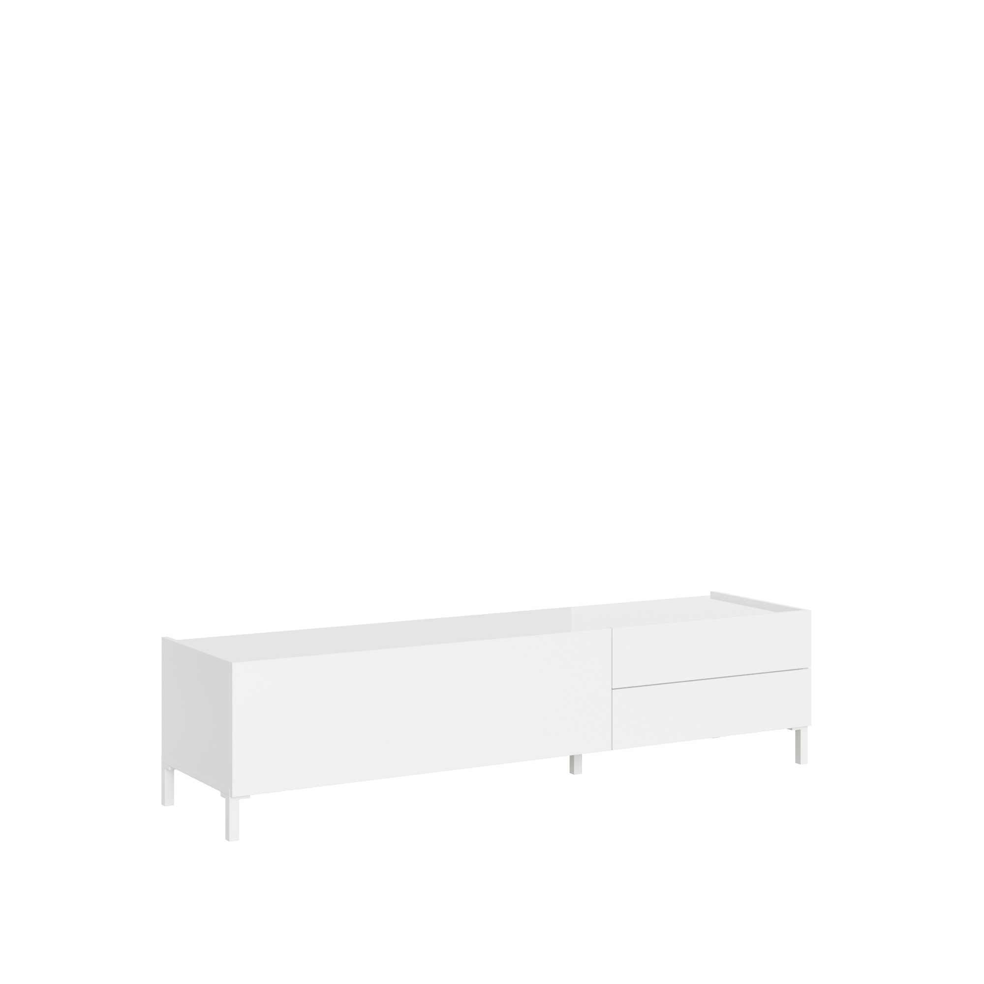 Mueble TV con 1 puerta abatible/2 cajones 160x42x40 cm Solaria blanco brillo - Itamoby