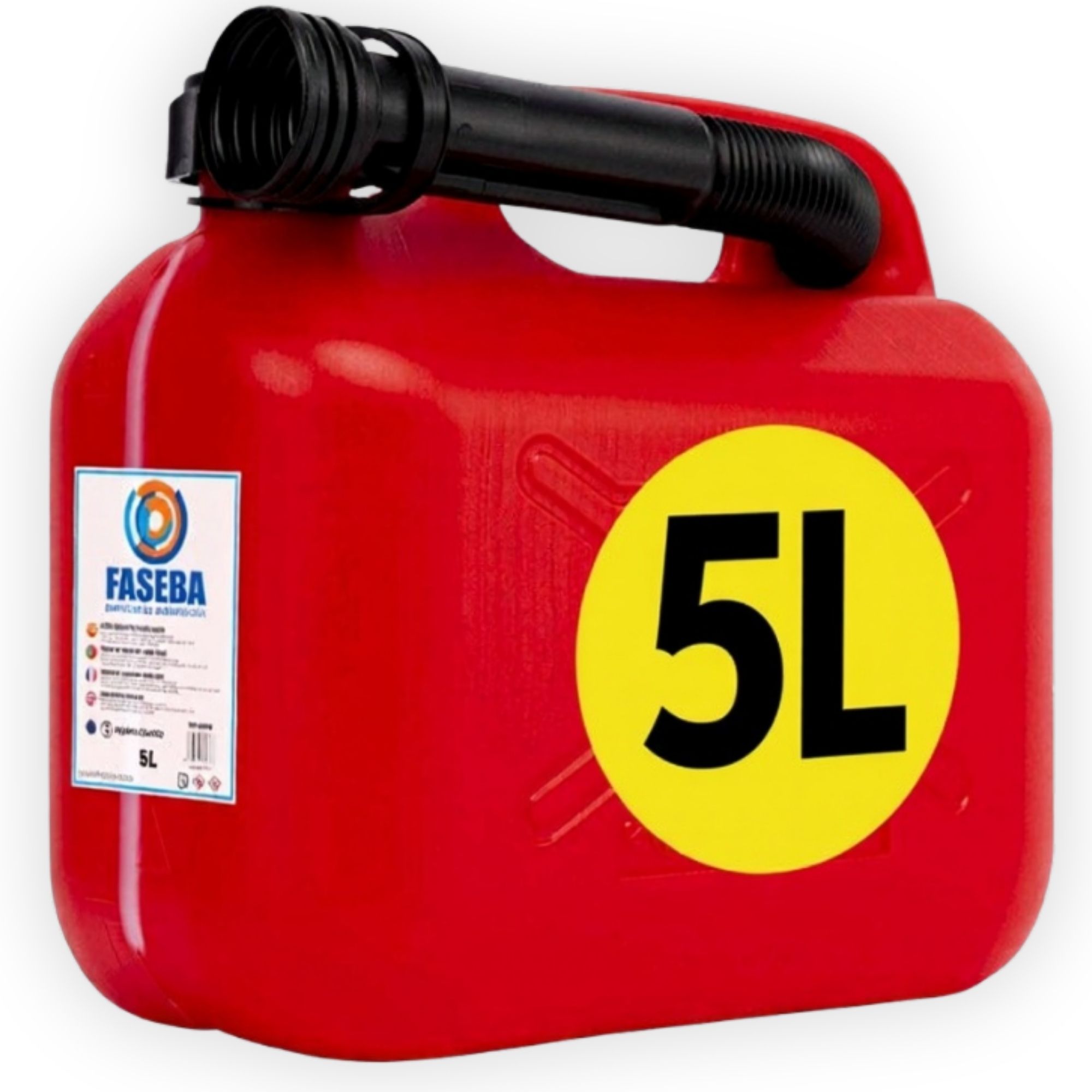 Bidon Garrafa Gasolina 5 L - 10 L o 20 L -  Homologado - Con Embudo de Boquilla Flexible para evitar derrames - Con Visor de Nivel para facilitar la visibilidad - Con Homologación Oficial - De Plástico HDPE Duradero - Garrafa Gasolina