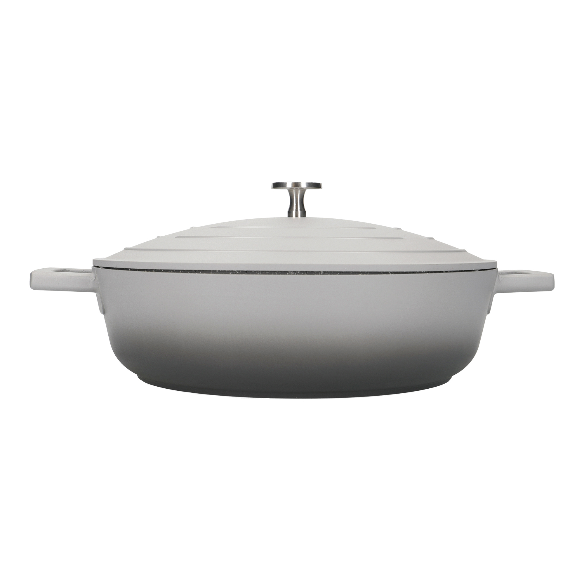 Masterclass Cacerola Poco Profunda con Tapa 4l/28cm, Aluminio Fundido Ligero, Apta para Horno y Placa de Inducción, Gris Ombre