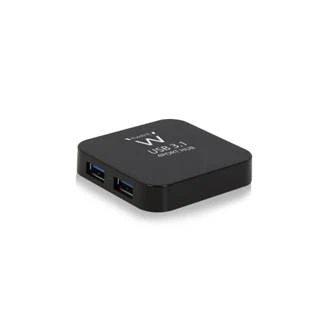 HUB Switch puertos 4 puertos USB Tipo A hembra EWENT EW1134 | USB 3.1 Gen1 (USB 3.0) SuperSpeed hasta 5 Gbit/s; compatible con USB 2.0 (480 Mbps) y USB 1.1, Negro