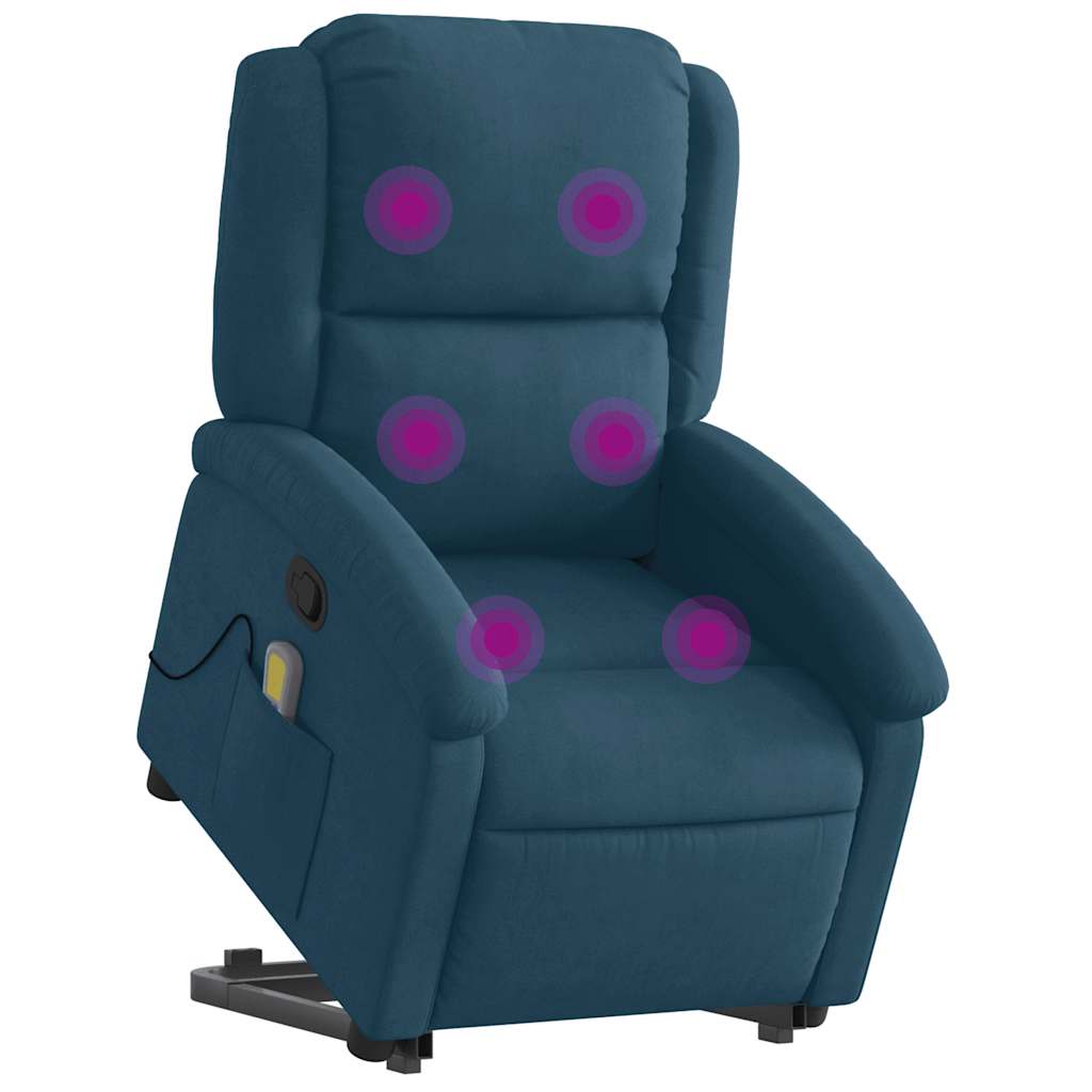 vidaXL Sillón reclinable de masaje elevable terciopelo azul
