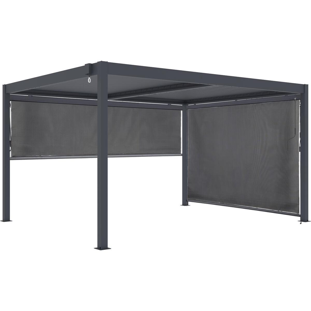 Habitat y Jardin - Pérgola bioclimática con 2 toldos de aluminio "Windsor" - 3 x 4 m - Gris