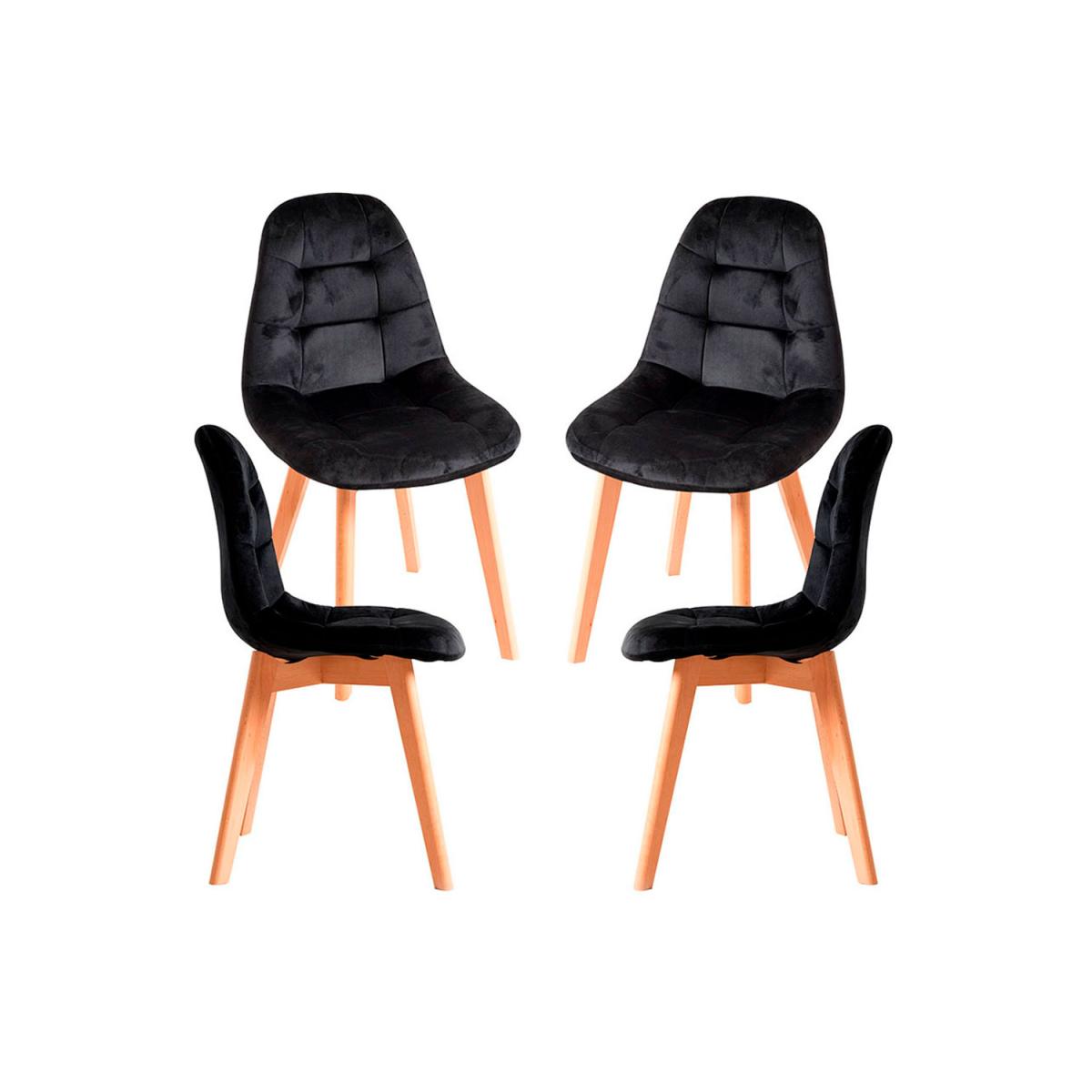 Regalos Miguel - Packs Sillas Comedor - Pack 4 Sillas Kelen Terciopelo - Negro