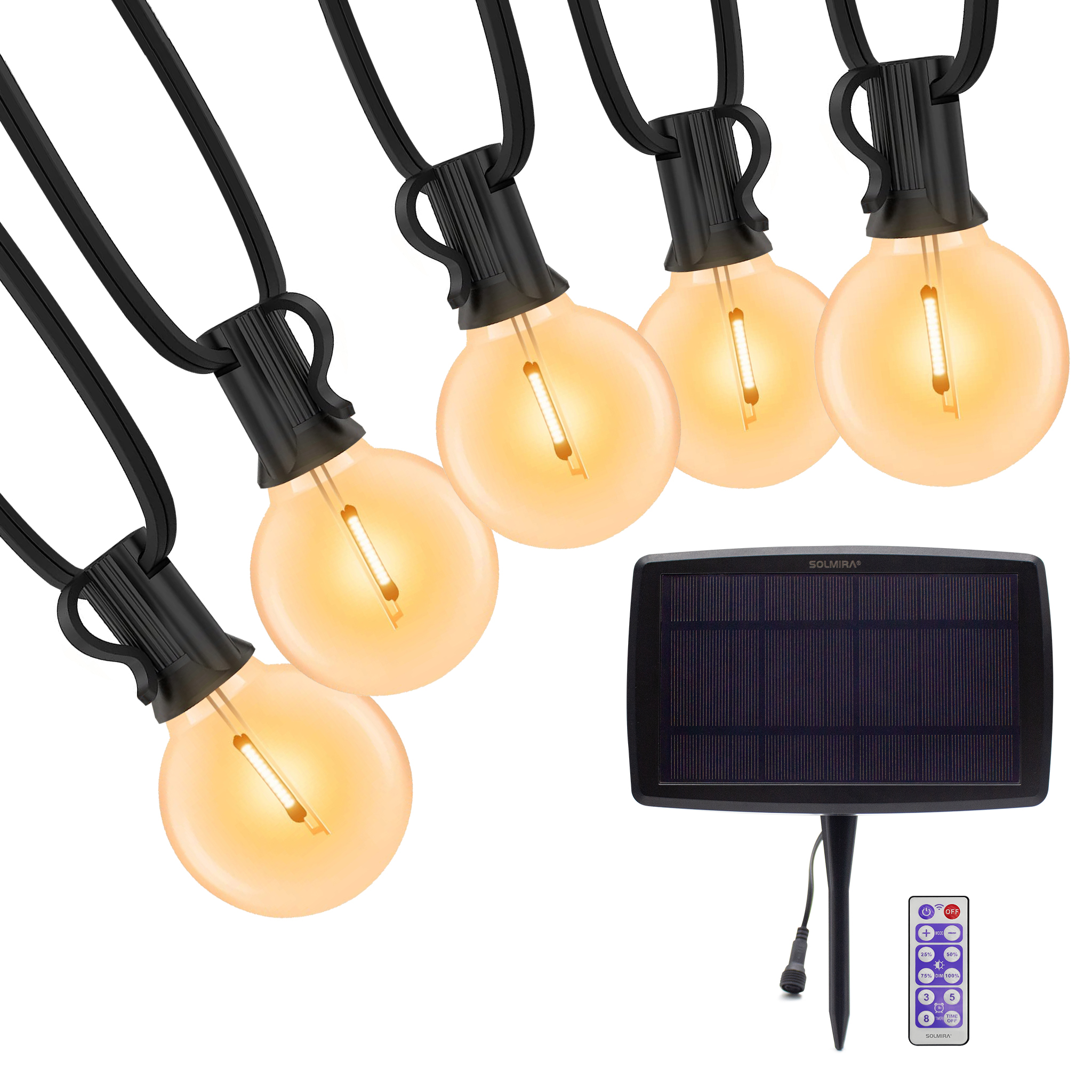 Cadena de Luces, 25 +2 LEDs Solares de Exterior / Enchufable, 7,6 M, 4 Modos