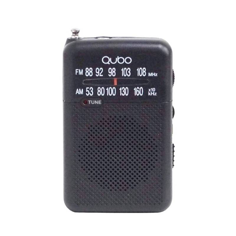Radio Portátil Qubo R-S1- con Cable- a Pilas- Negra