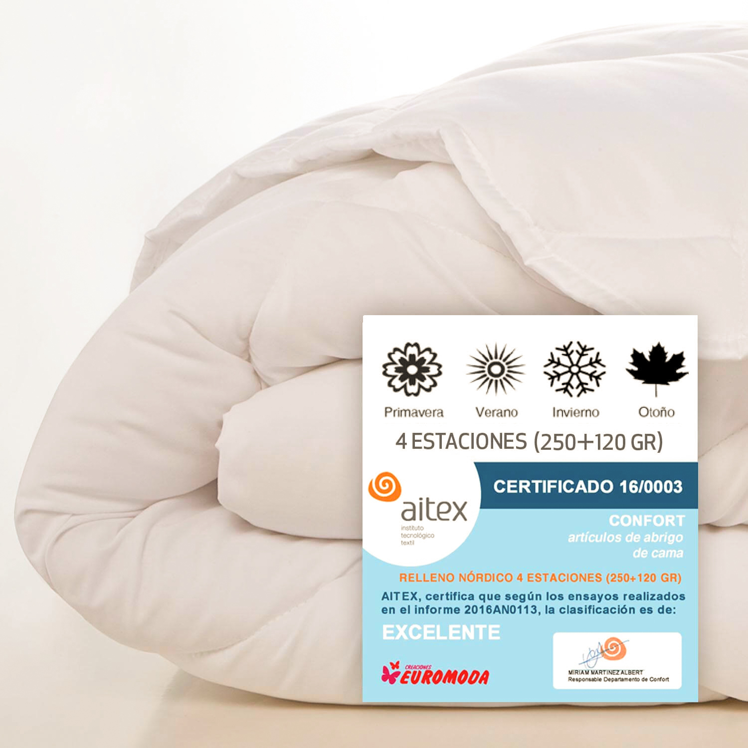 NATURALS - Relleno Nórdico Microfibra - Cuatro Gramajes Disponibles 120/300/400/250+120 Gramos con Tacto Pluma - Acolchado Gran Confort, Antialérgico, Transpirable y Extrasuave - Cama 90/105/135/150/180 - BLANCO