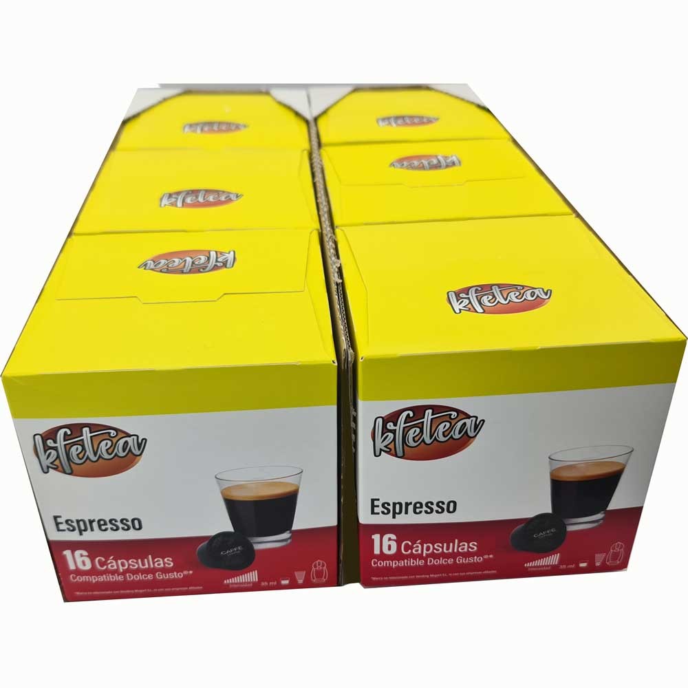 Espresso Kfetea 6 cajas de 16 capsulas compatibles Dolce Gusto