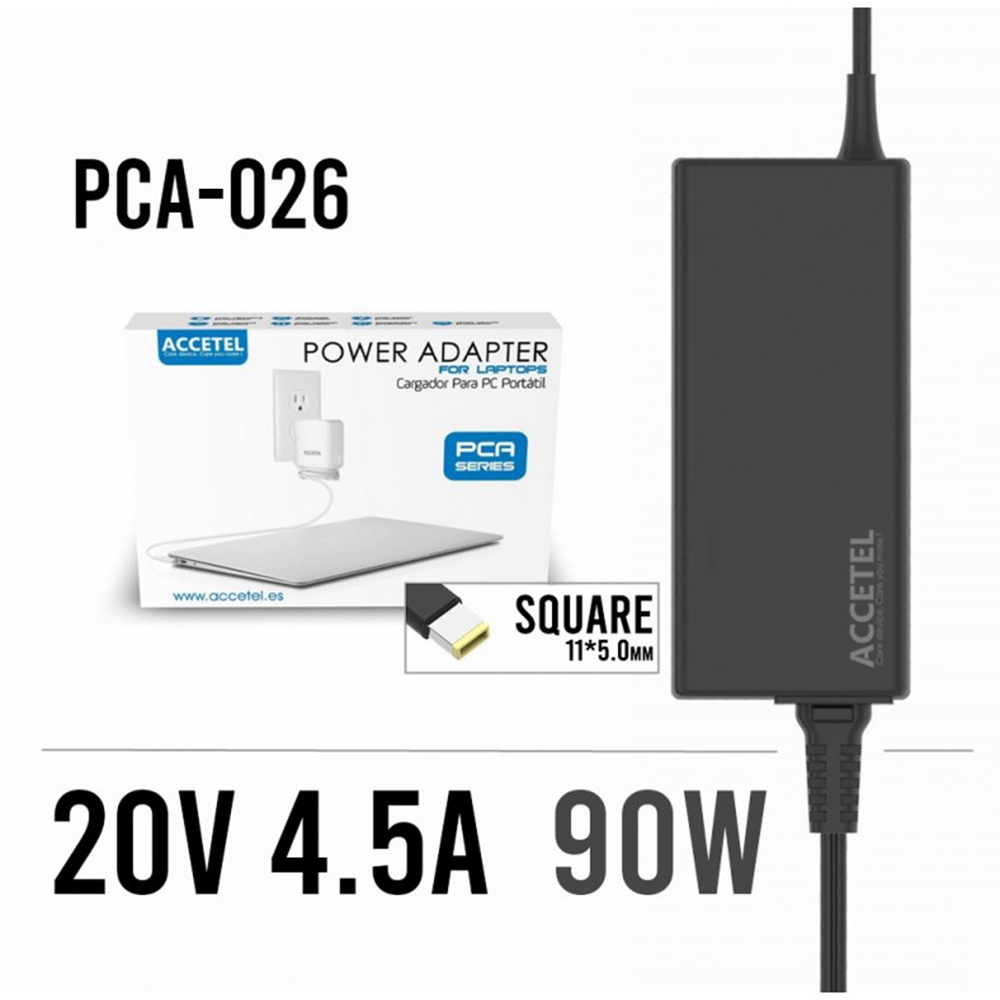 Accetel PCA-026 Cargador Levono 20V 4.5A SQUARE (USB) 90W