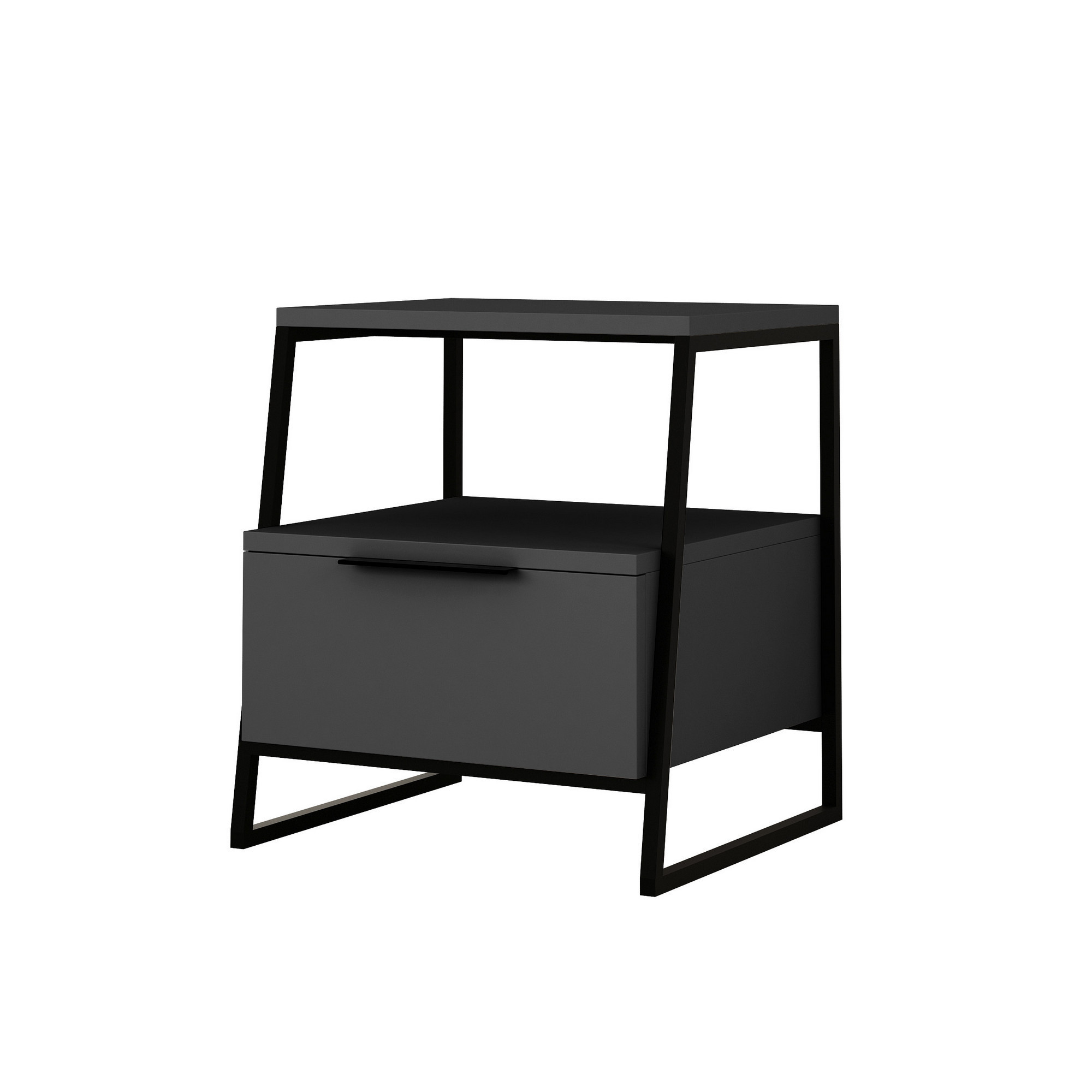Habitat y Jardin - Mesilla de noche de madera "Pal" - 45 x 40 x 50 cm - Gris antracita