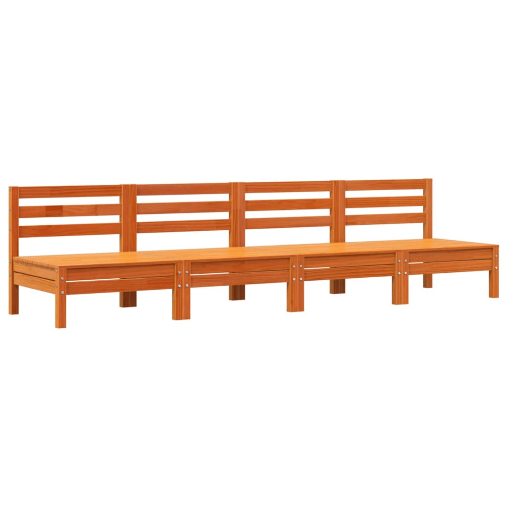 Vidaxl Sofás de Jardín Sin Reposabrazos de Madera Maciza Douglas Marrón Cera