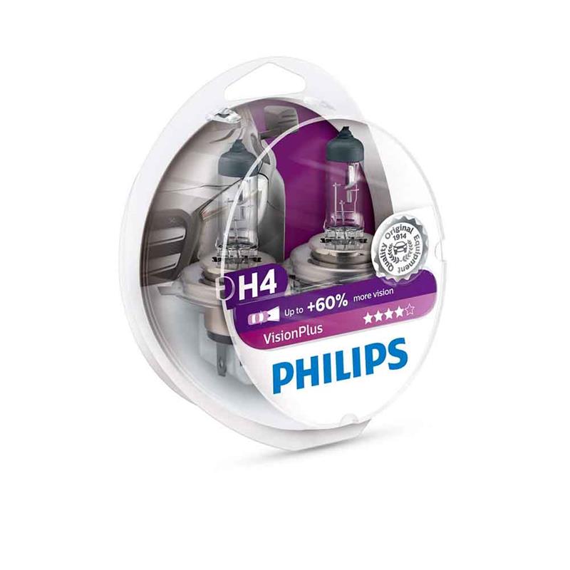 Bombilla de coche 2 unidadesH4 Visionplus 12V60/55W P43T-38 S2 Philips
