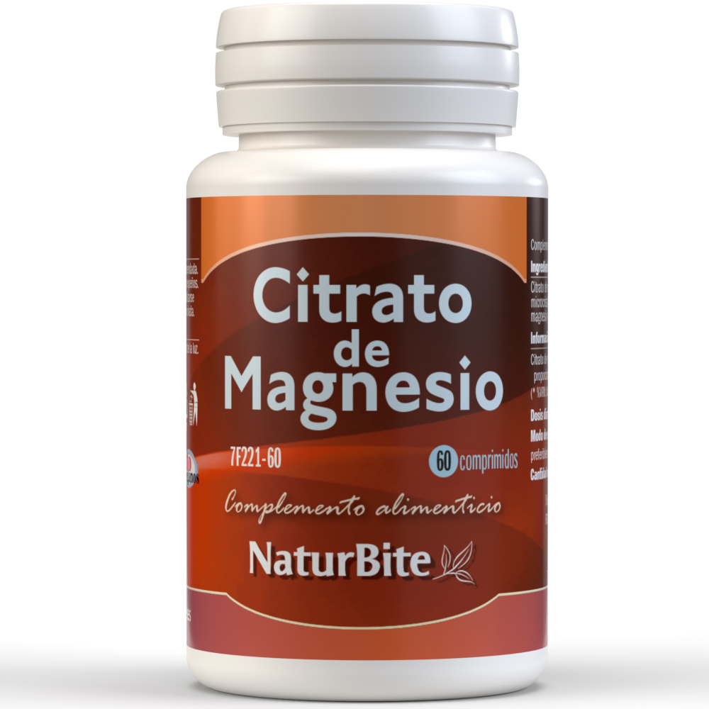 Naturbite - NaturBite Citrato de Magnesio, 60, 120, 250 ó 500 compr. Con 400mg en cada comprimido - Suplemento de Magnesio Altamente Absorbible. Combustible para tu vida diaria, deporte, sueño, periodo, dolores de cabeza o calambres musculares entre otras aplic.