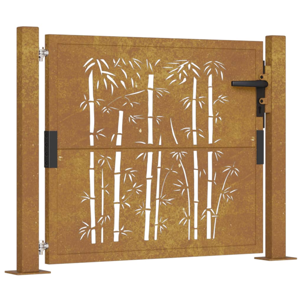 vidaXL Puerta de jardín acero corten diseño bambú Dimensiones 105 x 80 cm, 105 x 130 cm, 105 x 105 cm