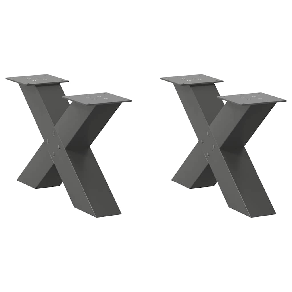 vidaXL Patas para mesa de centro en forma de X (2 unidades) 50 x (30-31) cm, acero