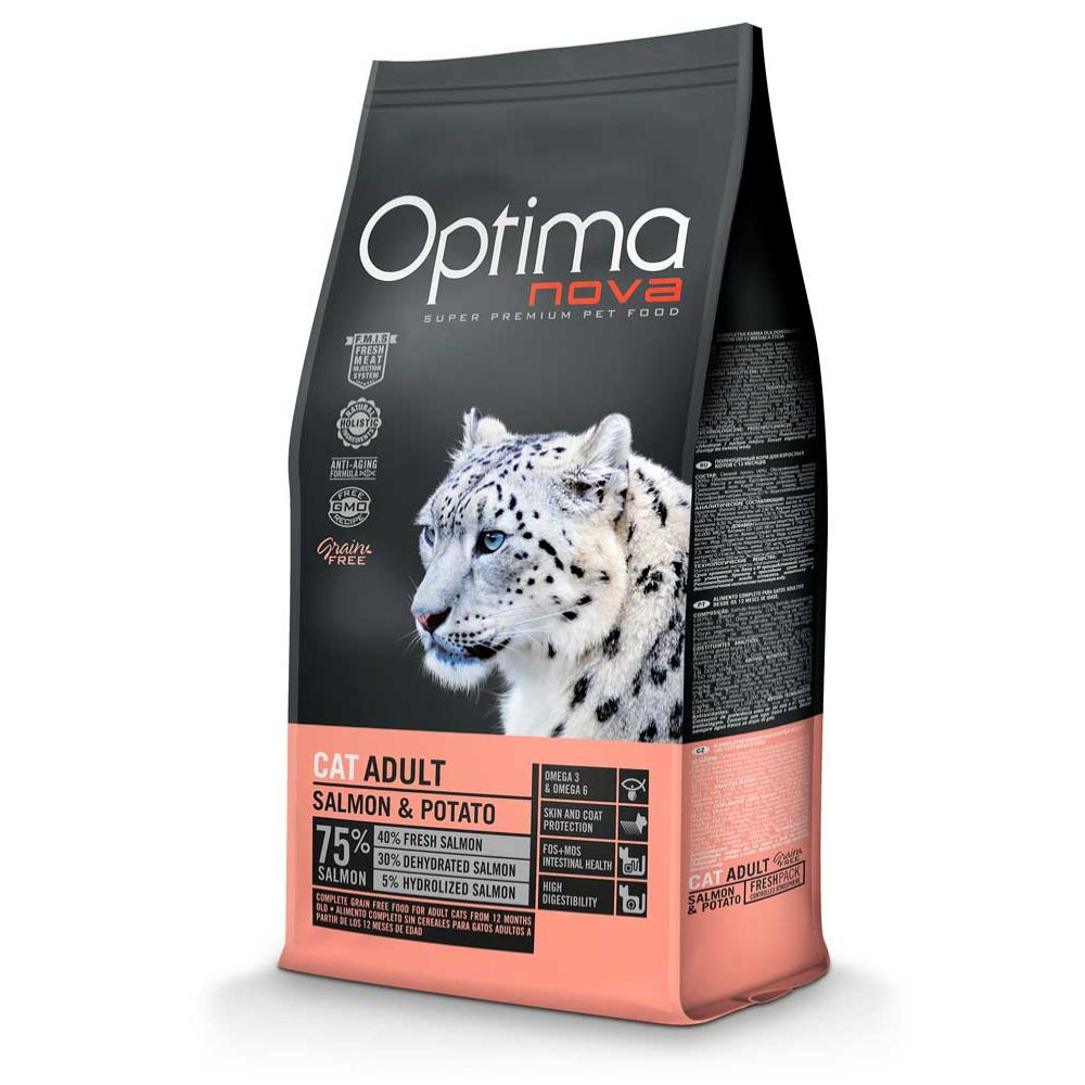 Pienso para Gatos Optima Nova Cat Adult Salmon Patata 2 Kg. Grain Free