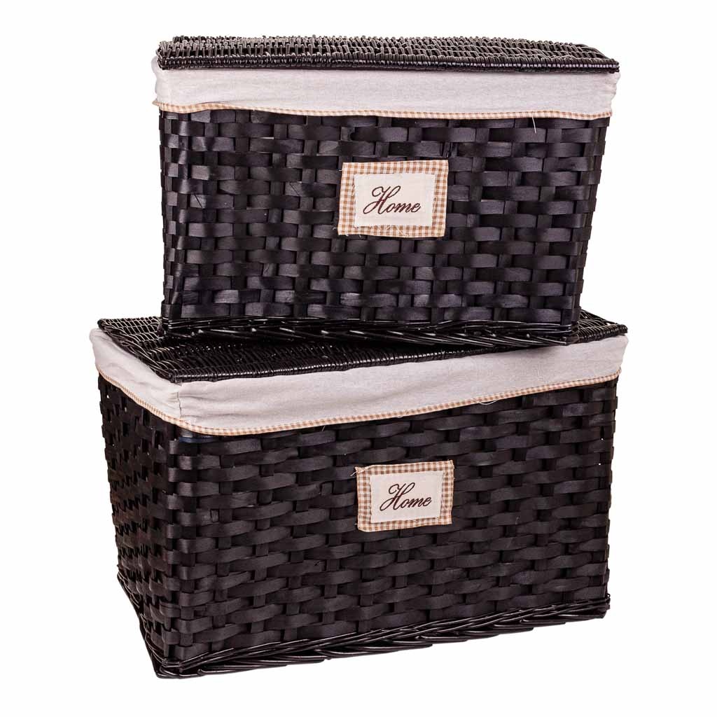 WANDERLUST DECO Set 2 Baúles de Mimbre Forrados 76x46x46cm y 66x40x41cm - Encanto y Practicidad