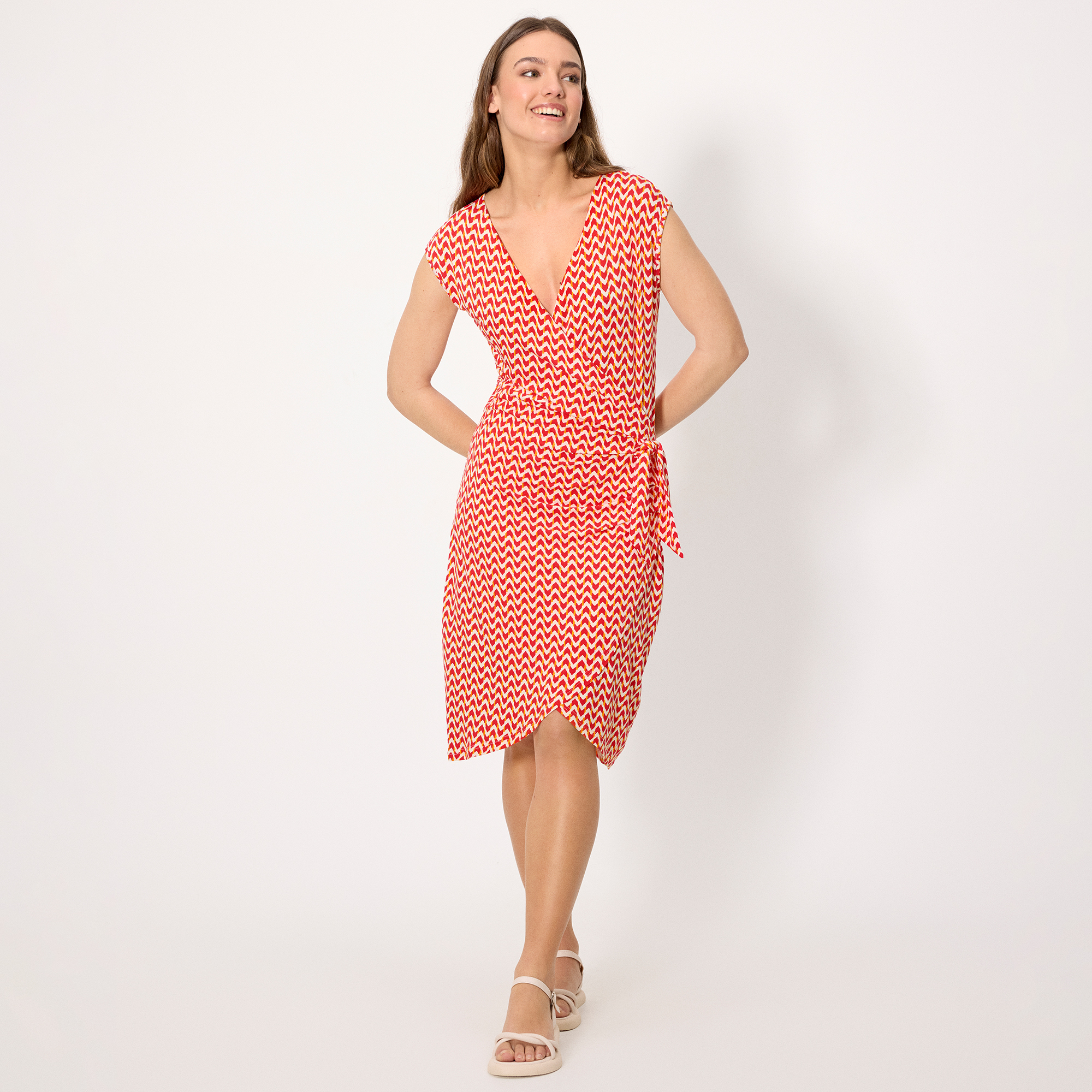 Ysabel Mora - Vestido corto cruzado coral
