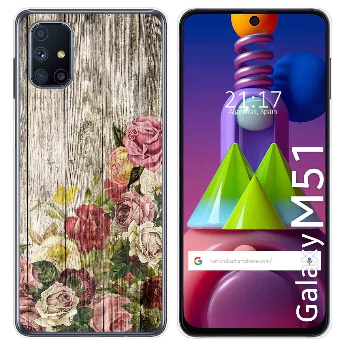 Tumundosmartphone Funda Gel Tpu para Samsung Galaxy M51 diseño Madera 08 Dibujos