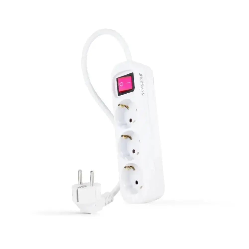 Nanocable Regleta de Enchufes con 3 Tomas Tipo F con Interruptor 1.4m Blanco