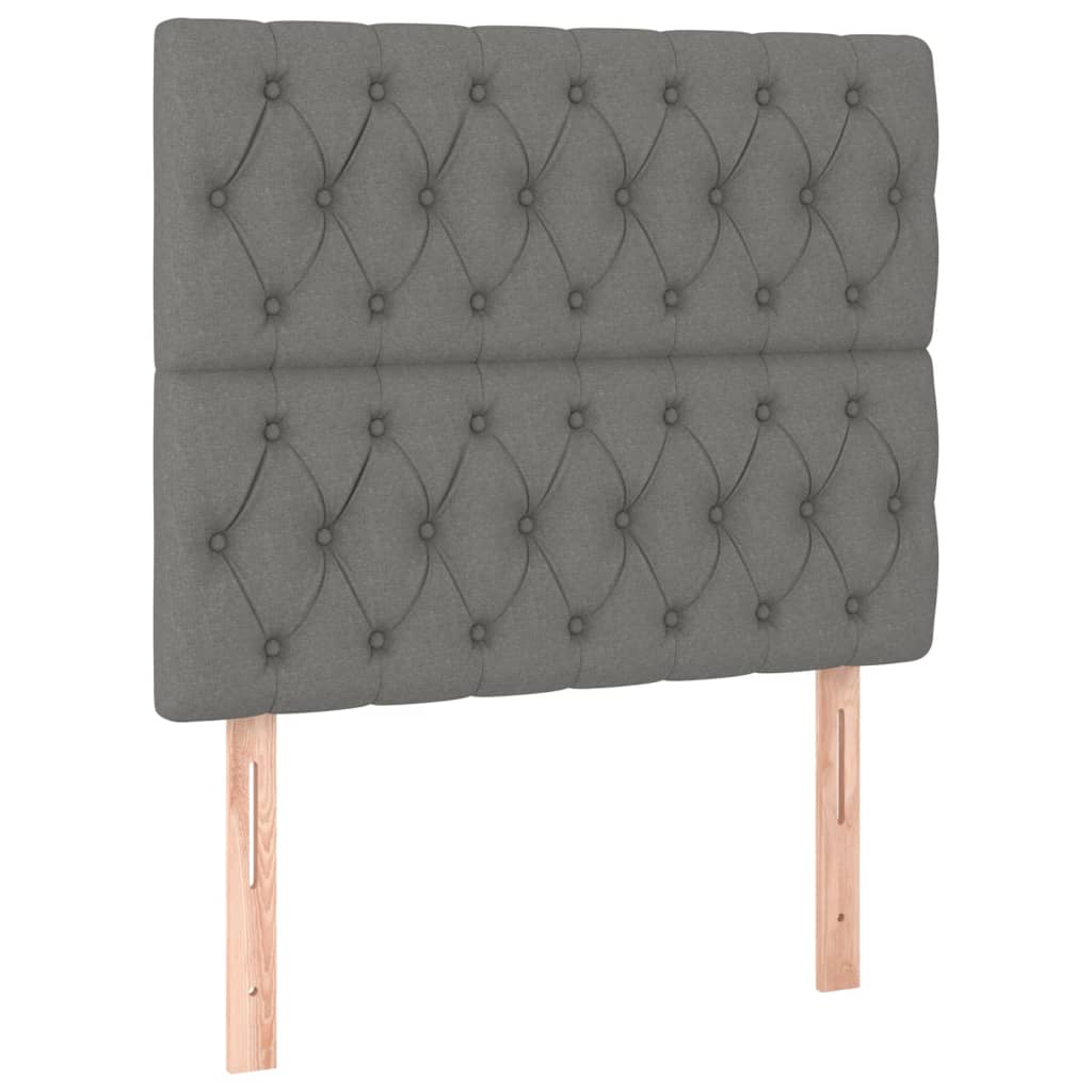 vidaXL Cabecero con luces LED tela gris oscuro 90x7x118/128 cm