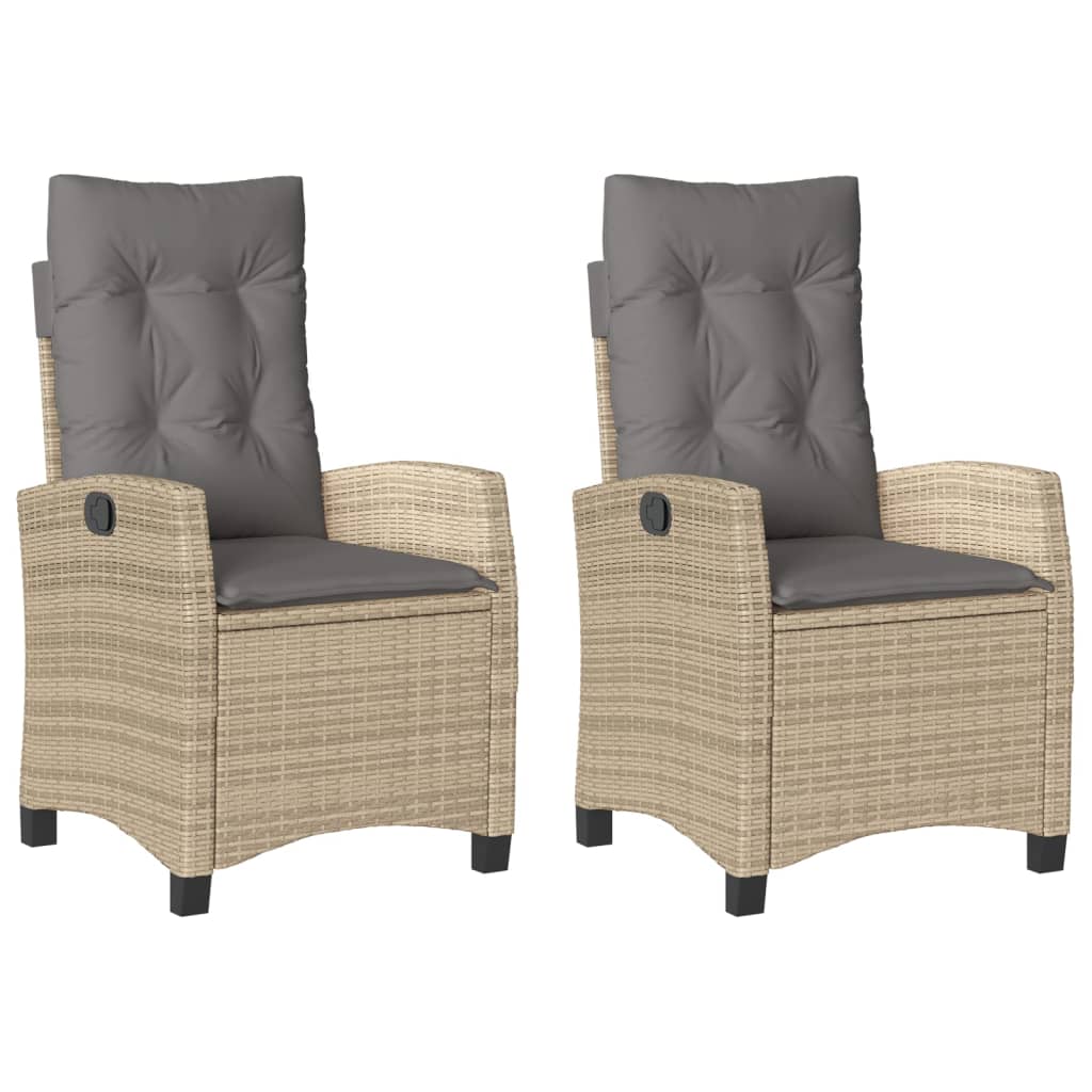 vidaXL Sillones reclinable jardín cojines 2 uds ratán sintético