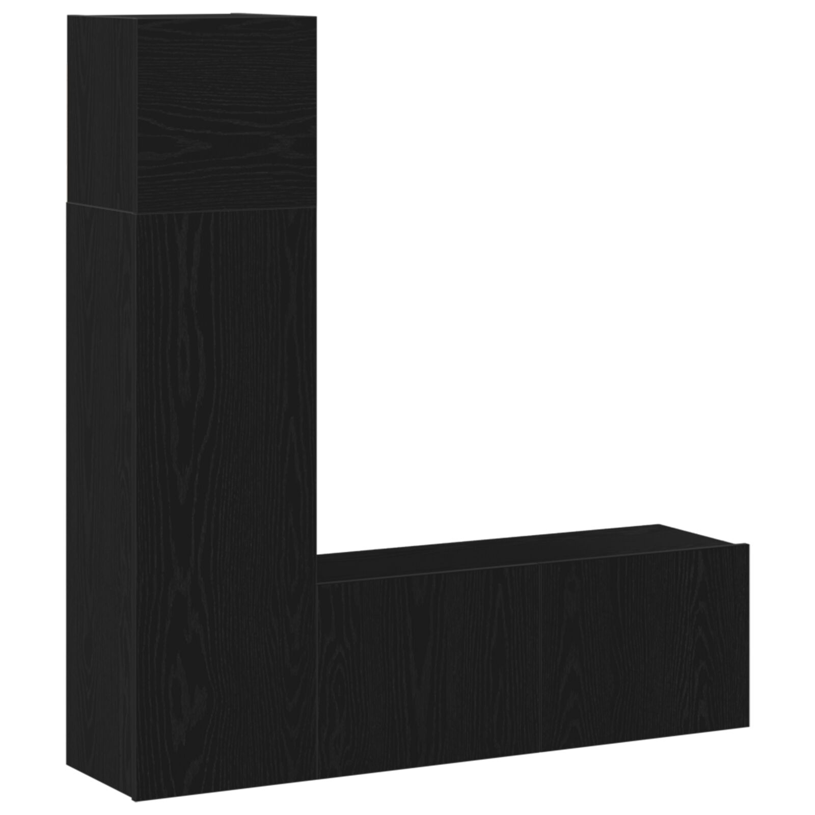 Conjunto de Mueble de TV de 3 Piezas vidaXL Color Roble Negro de Madera Ingenierizada