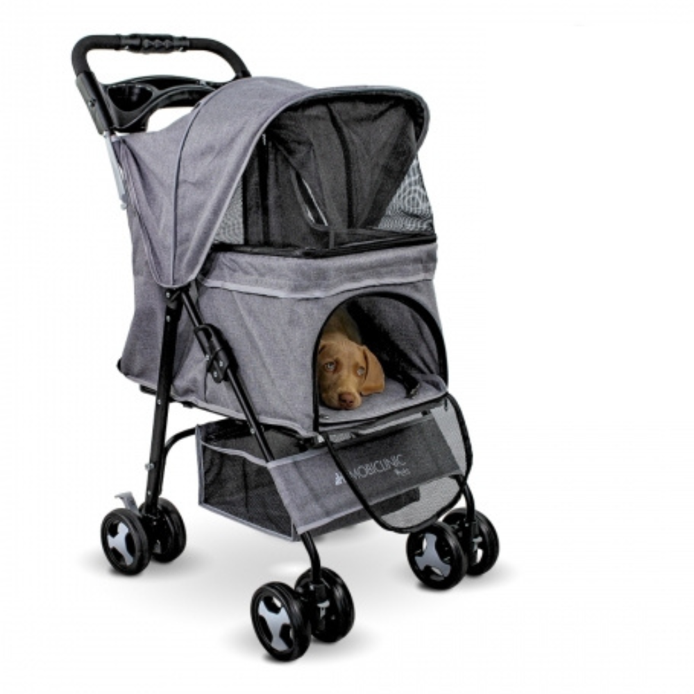 Mobiclinic Carrito para perros Plegable Ruedas con freno y 360º 3 accesos Con toldo Cesta almacenaje y portavasos Varios colores Mascotas