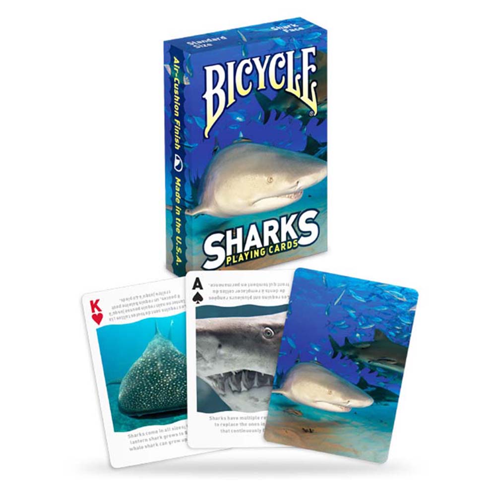 Fournier Bicycle USPCC Baraja poker Sharks Tiburones Fichas técnicas Magia Magos Trucos Adultos Acabado especial Espectáculo Cardistry Poquer Noche de fiesta Cartomagia Aprender Fácil Colección Coleccionable