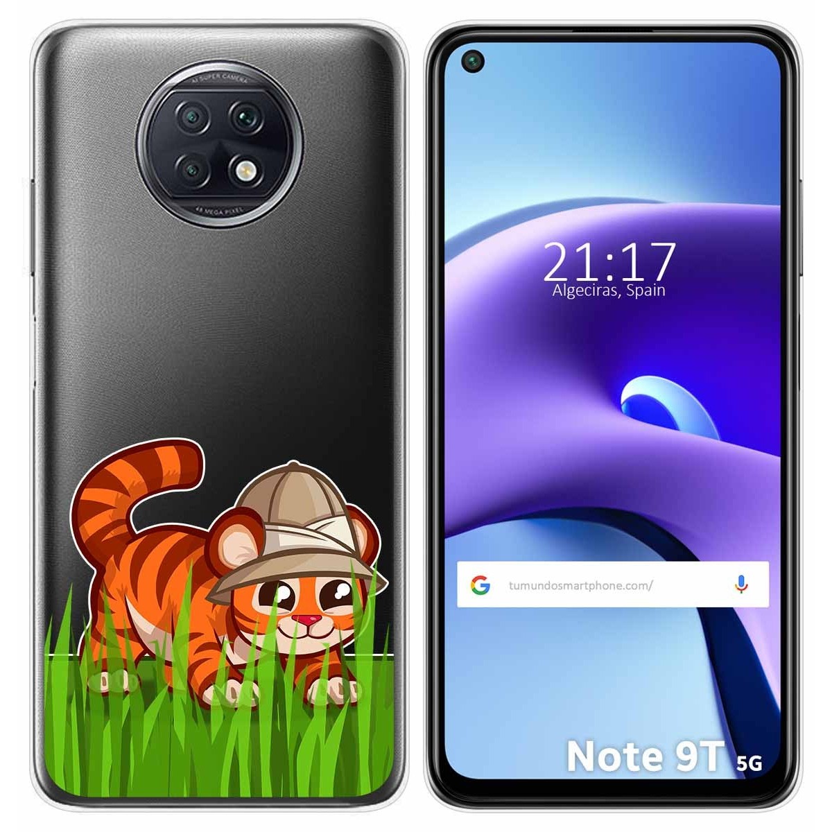 Tumundosmartphone Funda Gel Transparente para Xiaomi Redmi Note 9T 5G diseño Tigre Dibujos