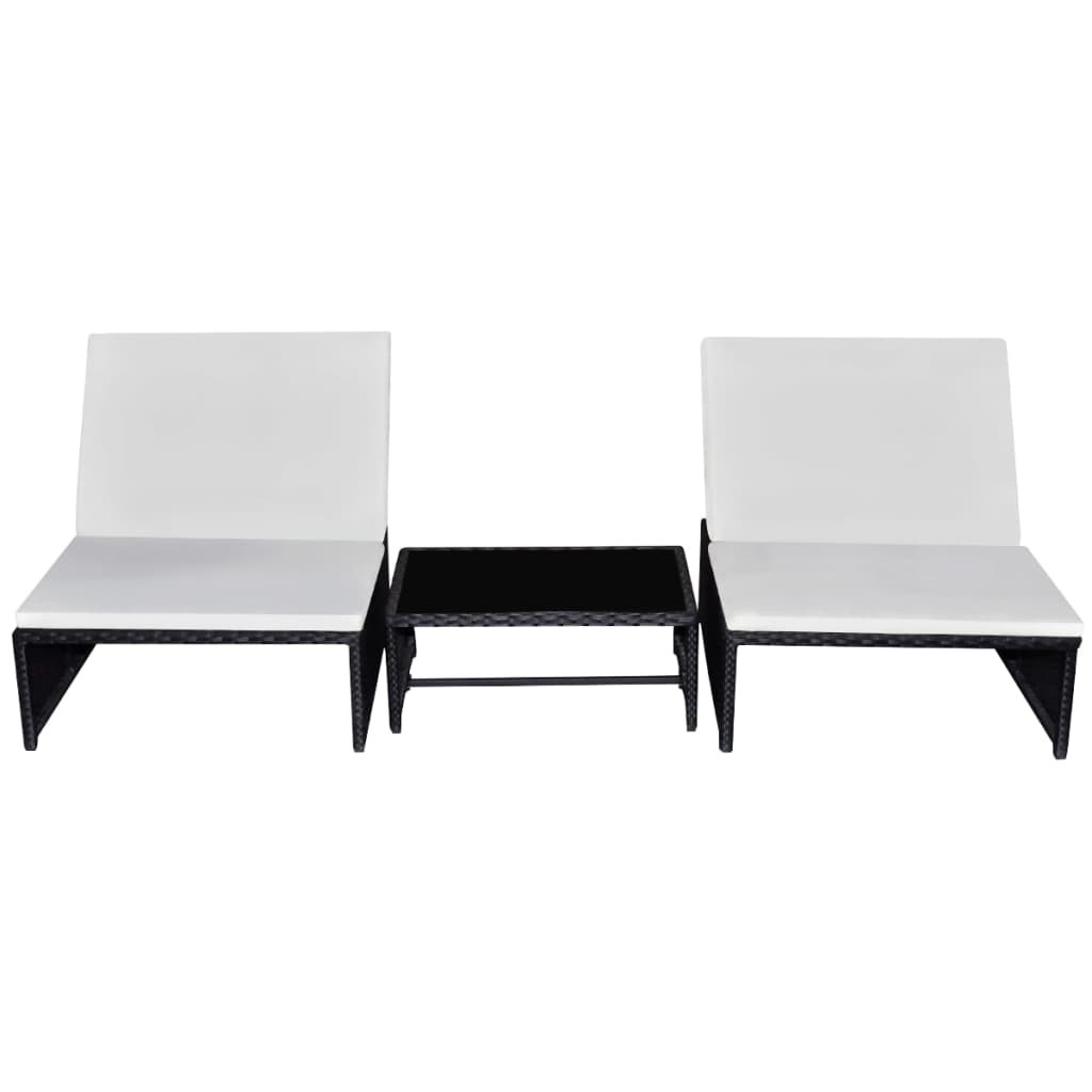 Vidaxl Sillas de Jardín Reclinables con Mesa 2 Uds Ratán PE Marrón y Blanco