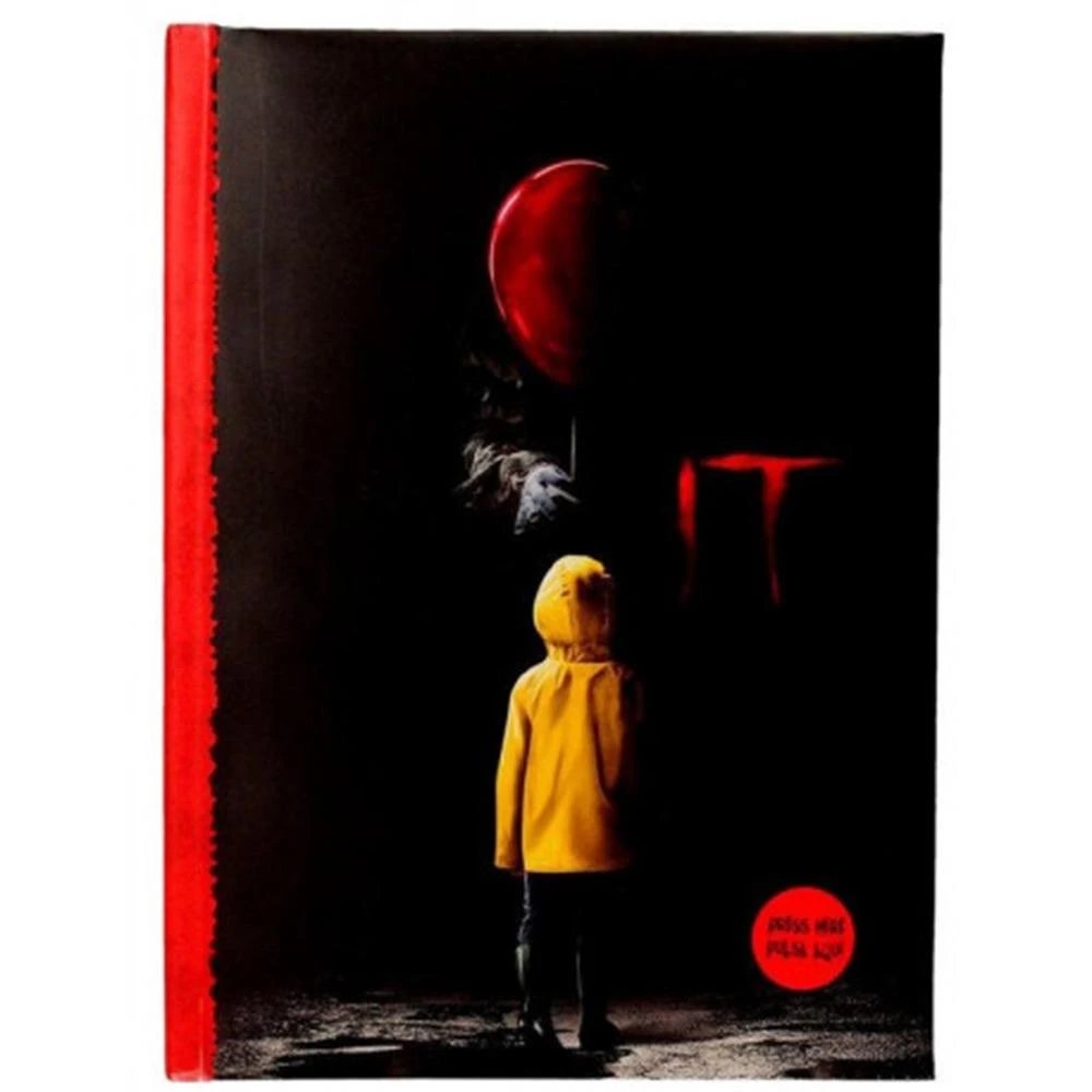 SD Toys - Libreta temática IT con luz integrada SDTWRN22592 para fans del terror, diseño inquietante y portabilidad compacta