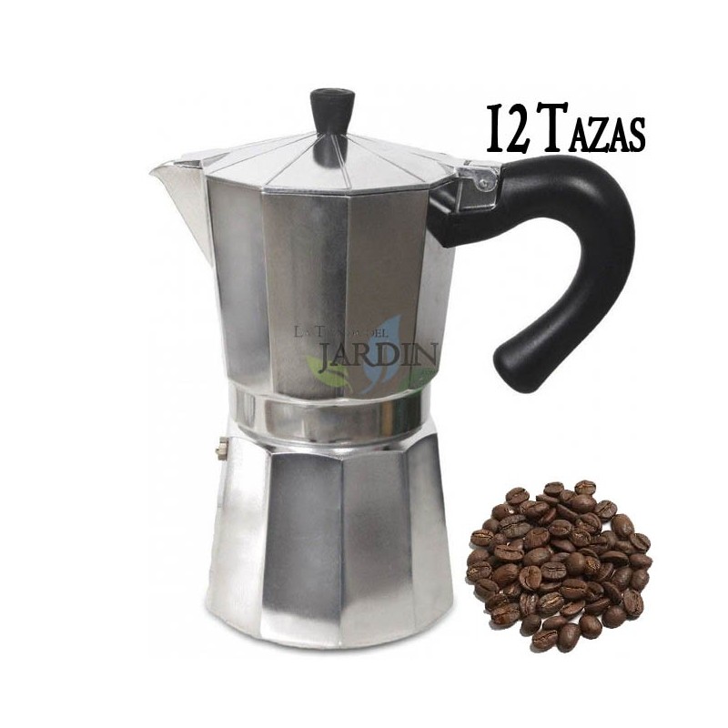 SUINGA Cafetera Aluminio Aluminio | Cafetera Italiana 12 Tazas Inducción | Cafetera Espresso | Cafetera Apta para todo tipo de cocinas