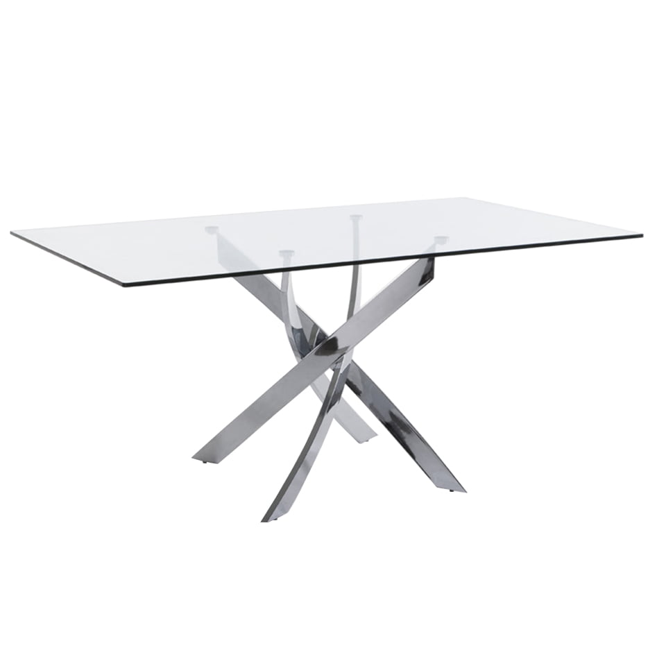 ANGEL CERDÁ 1061.01 Mesa comedor rectangular cristal , Cristal  Acero inoxidable , Acero Cromado , 140 x 95 x 75 cm.