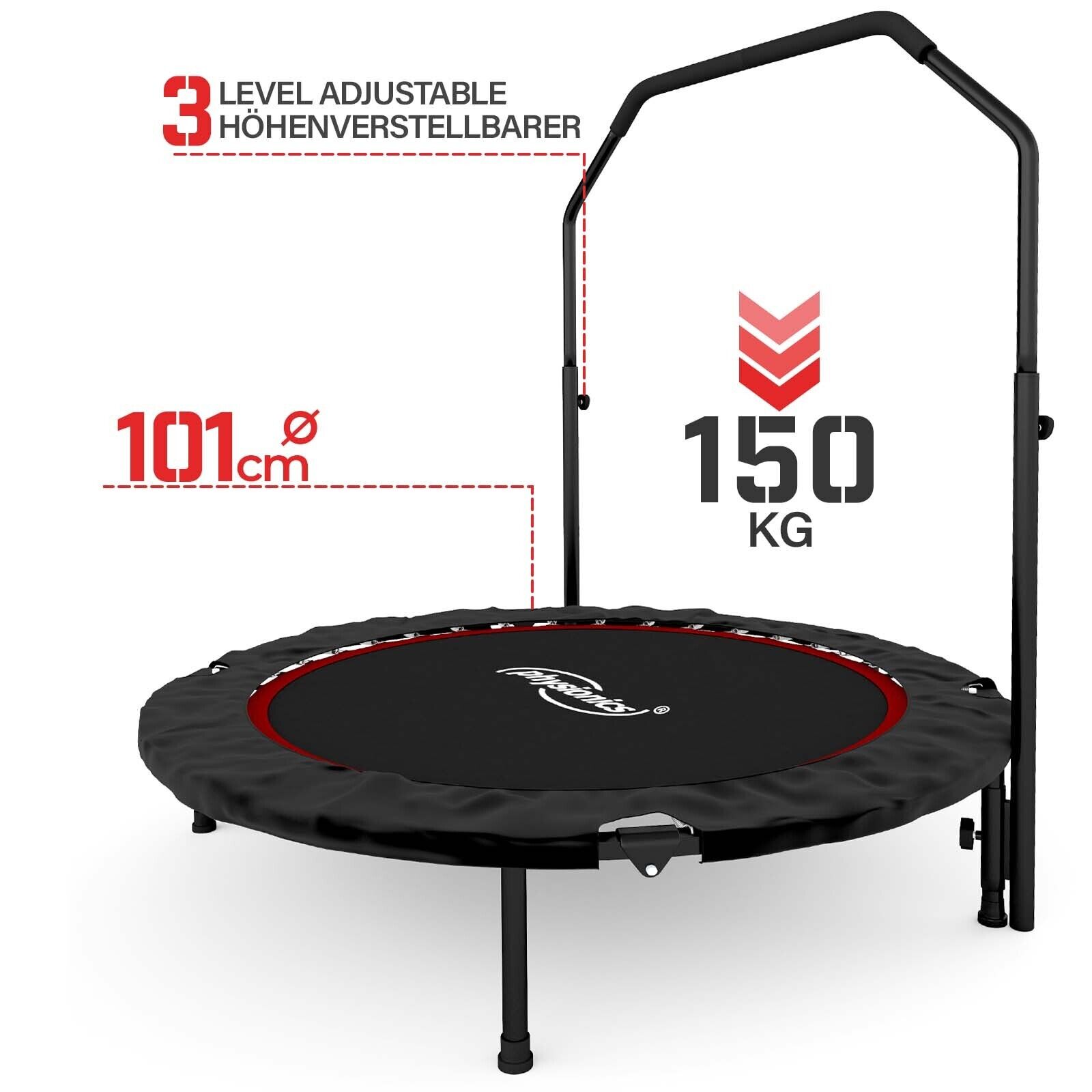 Cama elástica plegable con pasamanos fitness - OutletBarato