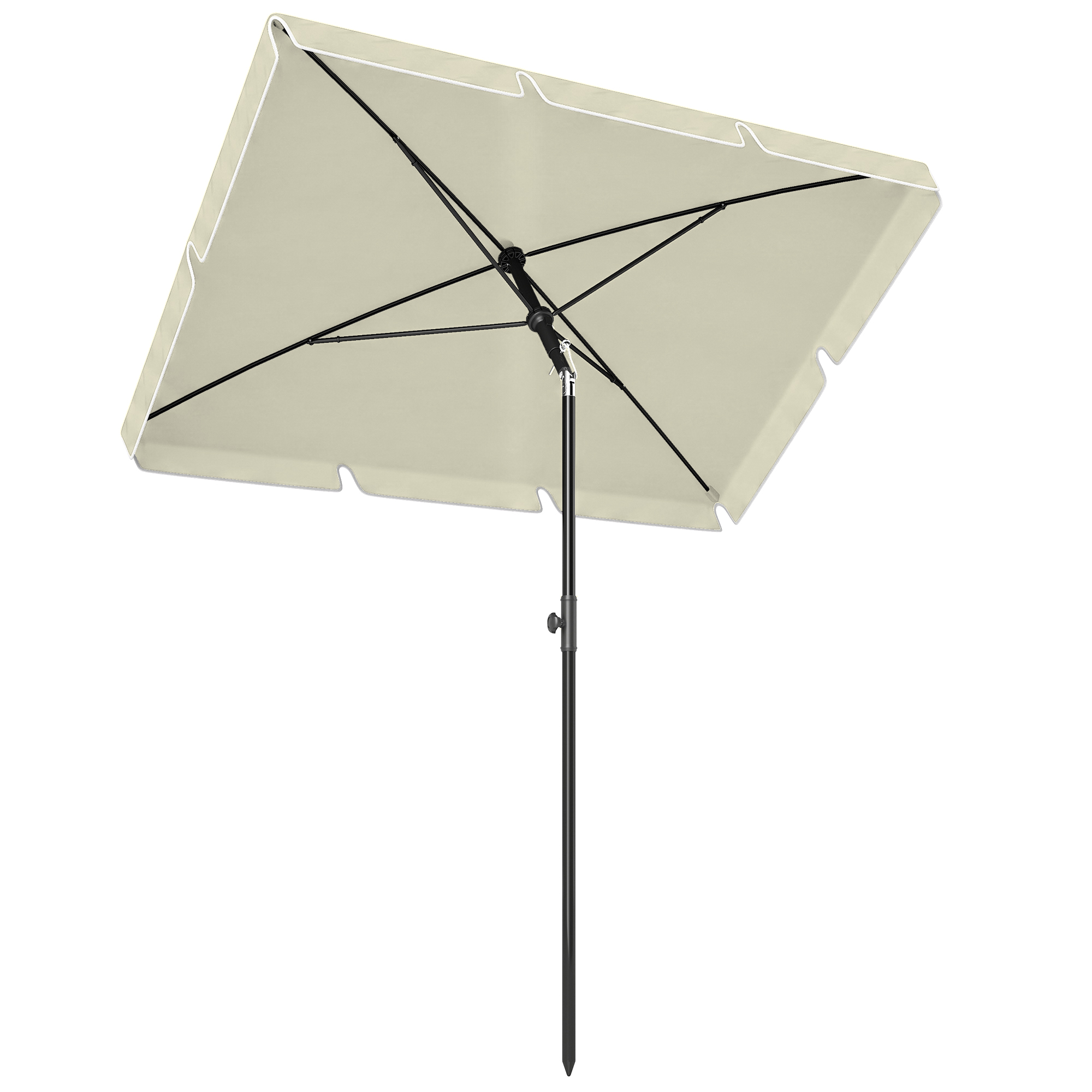 Outsunny Sombrilla de Jardín de Aluminio 2x1,3x2,5 m Parasol de Jardín Rectangular con Función de Inclinación para Terraza Patio Exterior Beige