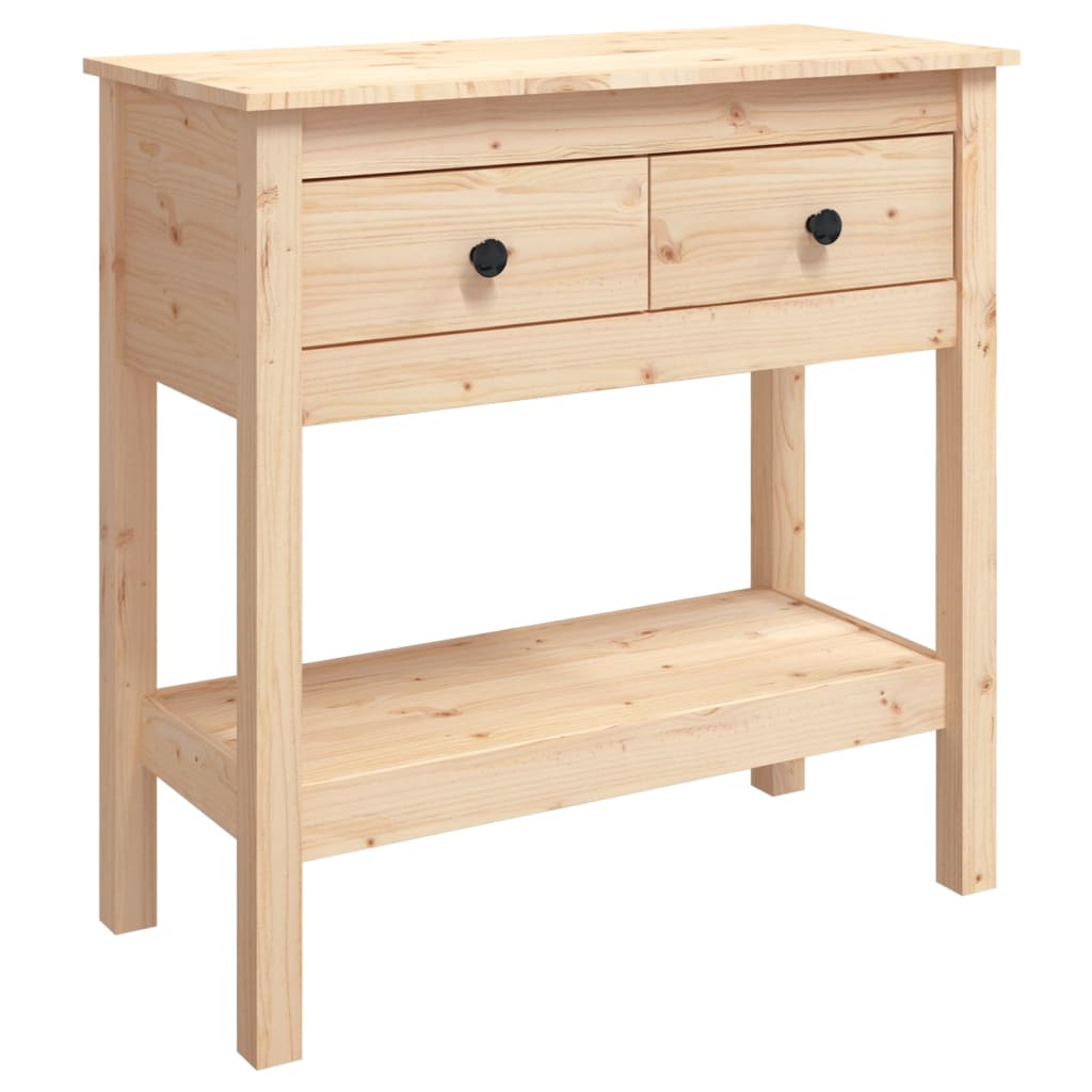 Vidaxl Mesa Consola Madera Maciza Pino 75x35x75 Cm Natural Blanco Marrón Miel
